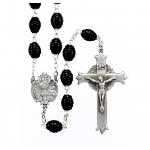 Black Beehive Boxwood New England Pewter Rosary  