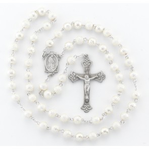 White Lava Bead New England Pewter Rosary 