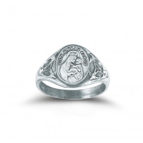 Sterling Silver Our Lady of Perpetual Help Ring with Sacred Heart Inside 
