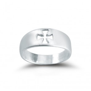 Sterling Silver Pierced Cross "Faith" Ring 