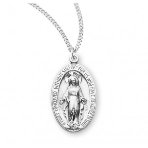 Sterling Silver Med Oval Mirac *18" Ch-Bxd
