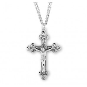 Reliefed Leaf Sterling Silver Crucifix