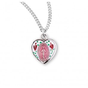 Sterling Silver Heart Shaped Miraculous Medal