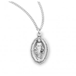 Sterling Silver Small Oval Miraculous 18" Ch-Bxd