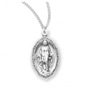 Sterling Silver Oval Miraculous 18" Ch-Bxd