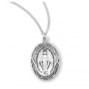 Sterling Silver Mirac Medal 18" Ch-Bxd