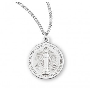 Sterling Silver 11/16" Round Miraculous Medal w/18" Ch-Bxd
