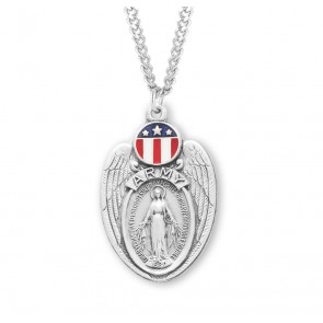 Army Sterling Silver Enameled Miraculous Medal
