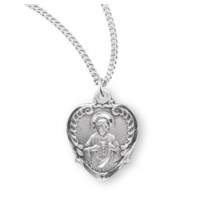 Sterling Silver Heart Shaped Scapular 18" Ch-Bxd