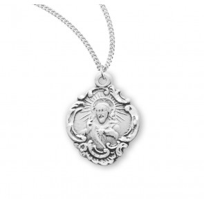 Sterling Silver Scapular Sacred Heart of Jesus Medal 