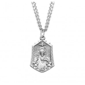 Sterling Silver Scapular Sacred Heart of Jesus Medal