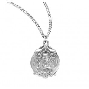 Sterling Silver Scapular Sacred Heart of Jesus  Medal 