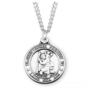 Sterling Silver Lg. St. Christopher 24" Ch-Bxd