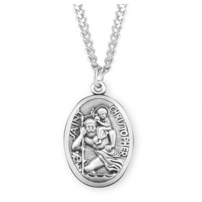 Saint Christopher Oval Sterling Silver Medal 