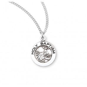 Holy Baptism Round Sterling Silver Medal