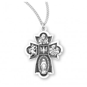 Sterling Silver 4-Way Medal *18" Ch-Bxd