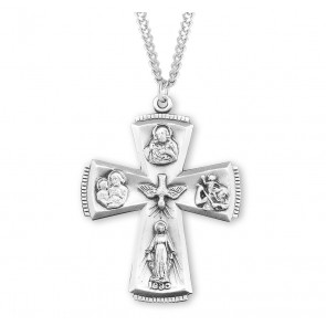 Sterling Silver 4Way Medal-*24" Ch-Bxd