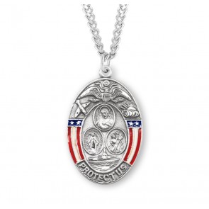 Sterling Silver Oval Military 3-Way w/Epoxy Border-*24" Ch-Bxd