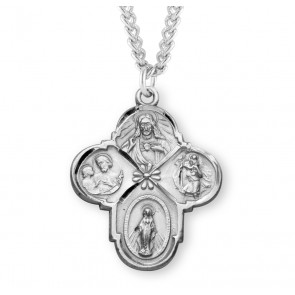 Sterling Silver Fancy 4-Way w/Flower Cntr- *24" Ch-Bxd