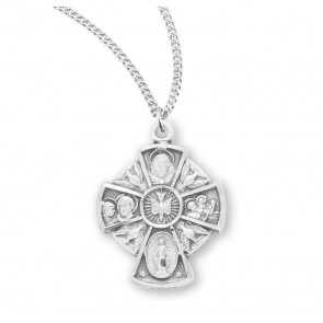 Small Sterling Silver 4-Way W/ Holy Spirit- 18" Ch-Bxd
