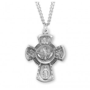 Sterling Silver Lrg 4-Way W/ Holy Spirit-*24" Ch-Bxd
