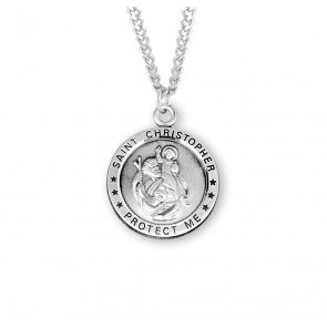 Sterling Silver Rd St Christopher-*24" Ch-Bxd