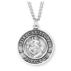 Sterling Silver Rd St Christopher/St Raphael Back 24" Ch-Bxd