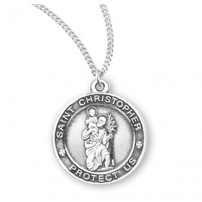 Sterling Silver Rd St Christopher-*18" Ch-Bxd