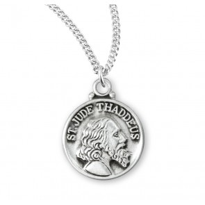 Sterling Silver St. Jude Bust Medal-*13" Ch-Bxd