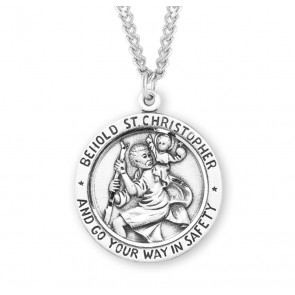 Sterling Silver Rd St Christopher 24" Ch-Bxd
