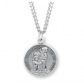 Sterling Silver Rd St Christopher 24" Ch-Bxd