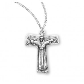 Saint Francis of Assisi "Tau" Sterling Silver Cross Medal 