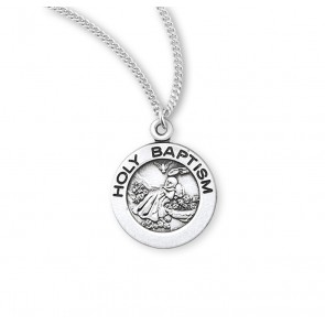 Holy Baptism Round Sterling Silver Medal
