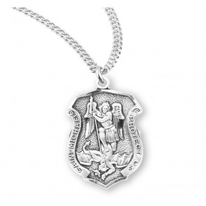 Saint Michael Sterling Silver Badge Medal 