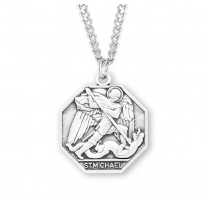 Saint Michael Octagon Sterling Silver Medal
