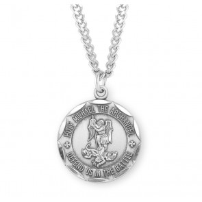 Saint Michael Round Sterling Silver Military Medal