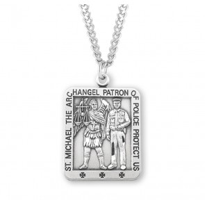 Saint Michael Square Sterling Silver Medal