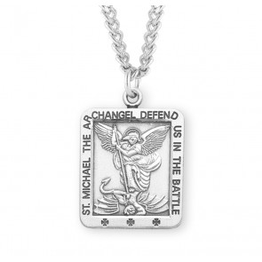 Saint Michael Square Sterling Silver Medal 