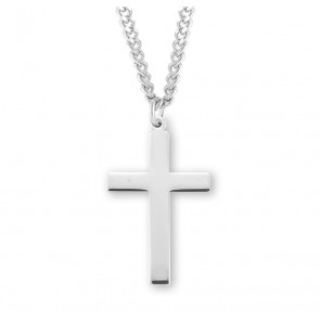 Sterling Silver 1-3/8" Plain Cross w/24" Ch-Bxd