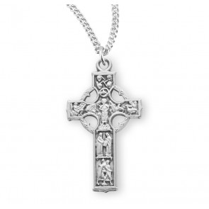 Sterling Silver Medium Celtic Cross-*18" Ch-Bxd