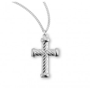 Twist Design Sterling Silver Cross