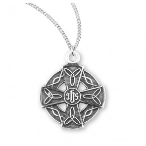 Sterling Silver Small Round Celtic Cross-*20" Ch-Bxd