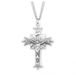 Sun Burst Sterling Silver Crucifix 