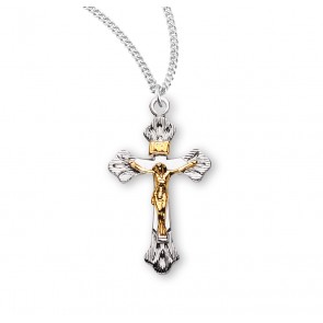 Flare Tipped Sterling Silver Two Toned Crucifix