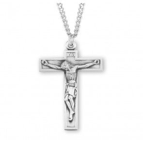 Sterling Silver 1 Piece Short Top Crucifix-*24" Ch-Bxd