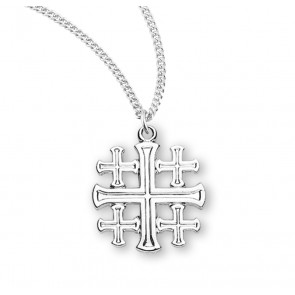Sterling Silver Small Jerusalem Cross 18" Ch-Bxd