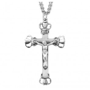 Heart Tipped Sterling Silver Crucifix