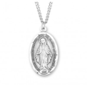 Sterling Silver Spanish Oval Miraculous Medal 