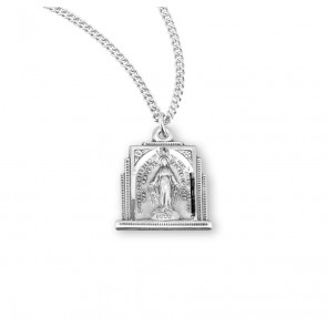 Sterling Silver Multi-Step Art Deco Style Miraculous Medal w/18" Ch-Bxd