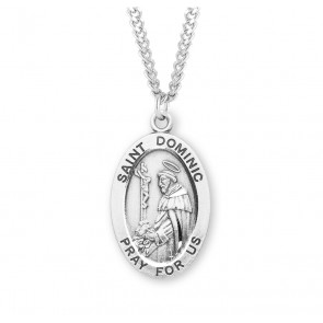 Patron Saint Dominic Oval Sterling Silver Medal
